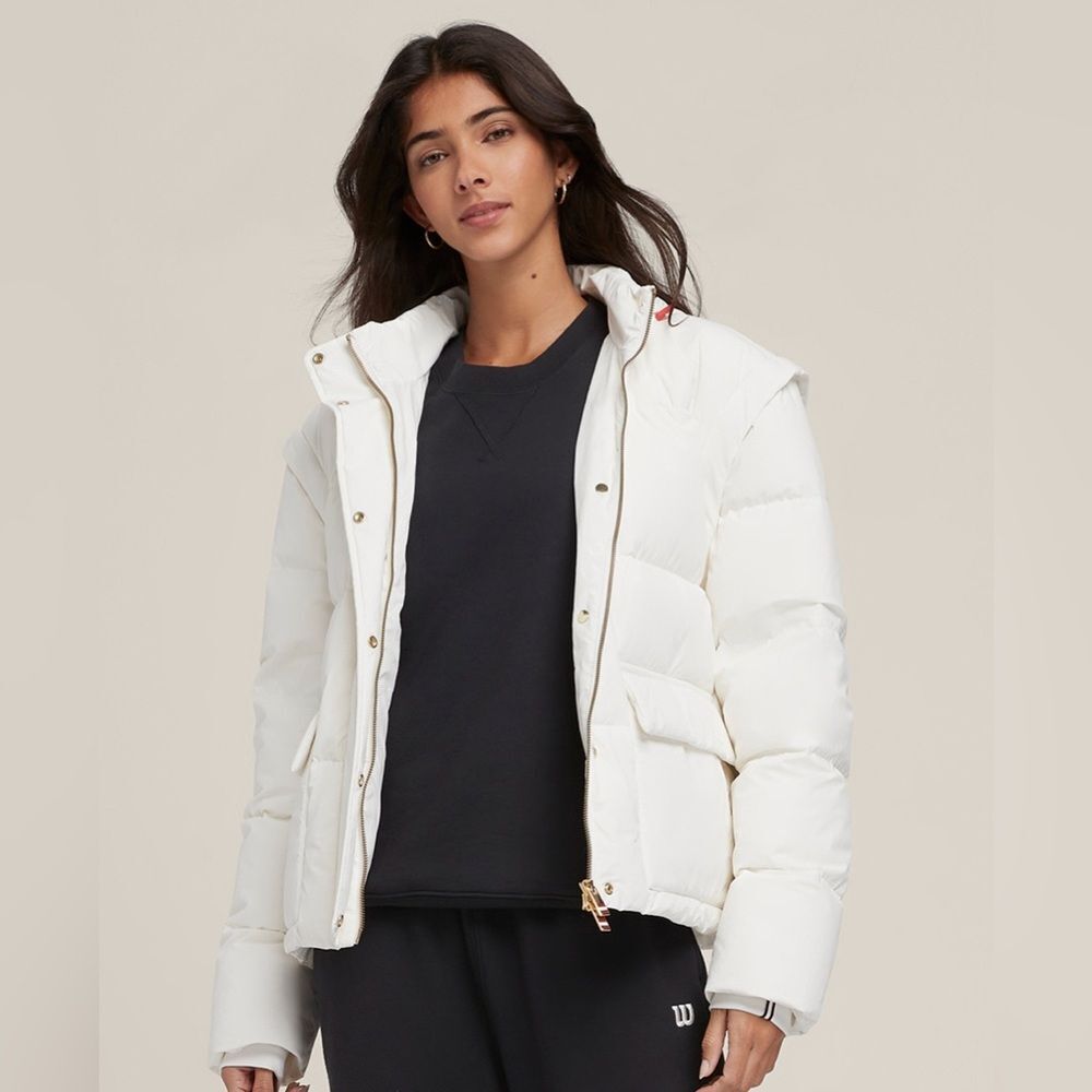 NWT Wilson Game Day Convertible Puffer Jacket Vest Snow White Small